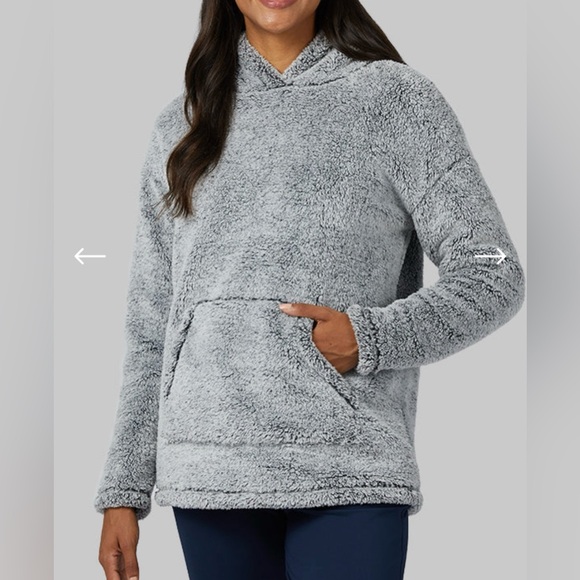 WOMEN'S SOFT SHERPA PULLOVER HOODIE - BLACK MARLED HEATHER - Picture 1 of 4